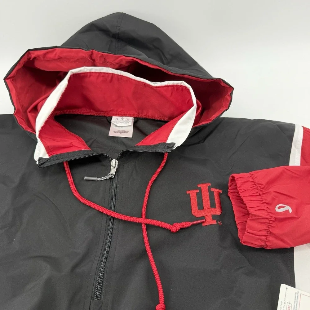 Champion Indiana‎ Hoosiers NCAA Quarter Zip Windbreaker hooded Jacket Mens Large